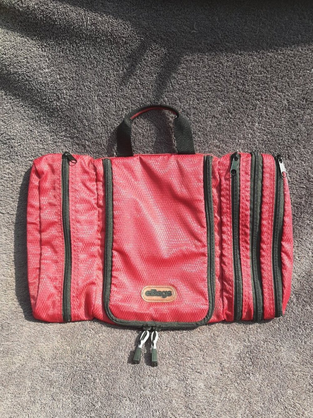 eBags Pack-it-Flat Toiletry Cosmetic Bag Kit Hanging Travel Red